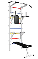 Шведская стенка Sv Sport 507 (Турник стандарт/Брусья/Стойка/Скамья) ( Белый) ( Разноцветные перекладины)