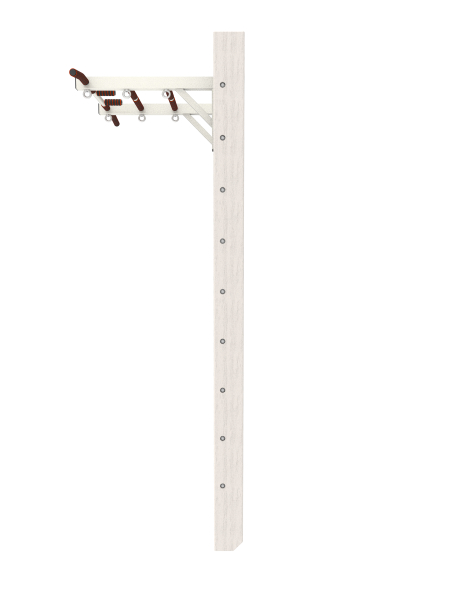 Брашированная шведская стенка "Кастерли" White с турником (Белые ступени)