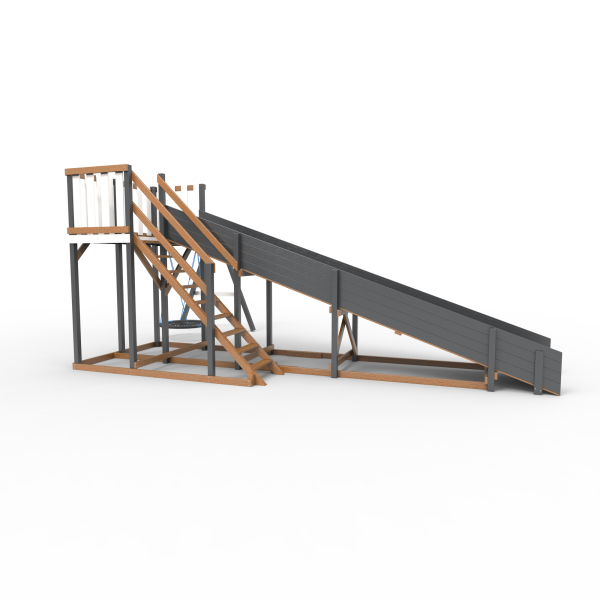 Детская площадка - деревянная горка Пикник "Зима №3" Ультра с качелями "Гнездо"