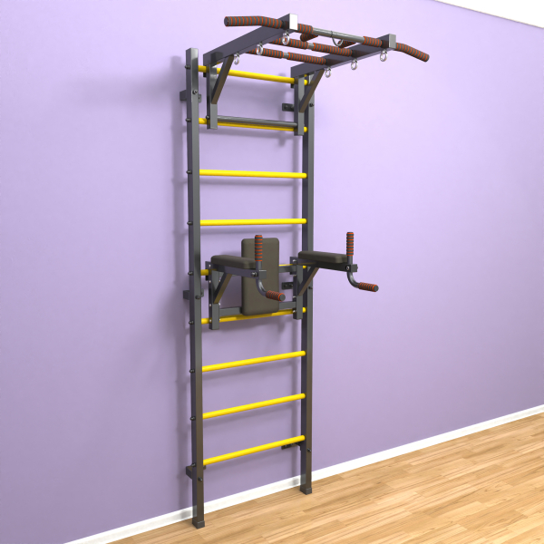 картинка Шведская стенка «LittleSport» Graphite Long 2.0 желтые ступени от магазина Лазалка