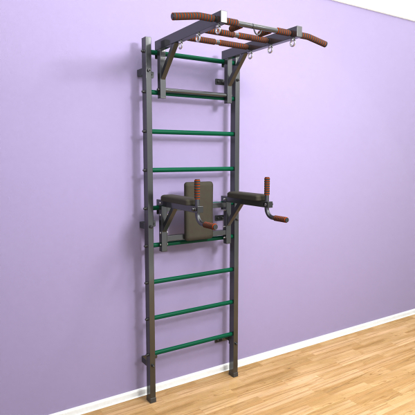 картинка Шведская стенка «LittleSport» Graphite Long 2.0 зеленые ступени от магазина Лазалка