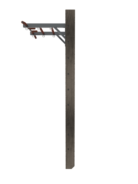 Брашированная шведская стенка "Кастерли" Black с турником (Желтые ступени)