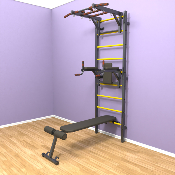 Шведская стенка «LittleSport» Graphite Long 3.0 желтые ступени