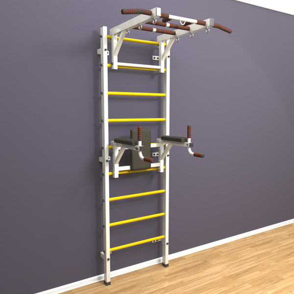 картинка Шведская стенка «LittleSport» White Long 2.0 желтые ступени от магазина Лазалка