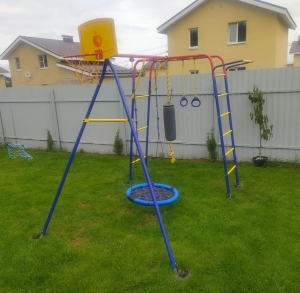 картинка Детский спортивный комплекс для дачи Пионер "Юла Макси" с гнездом от магазина Лазалка